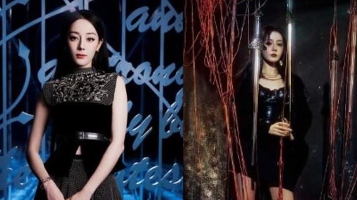 迪麗熱巴陰暗紅線照片