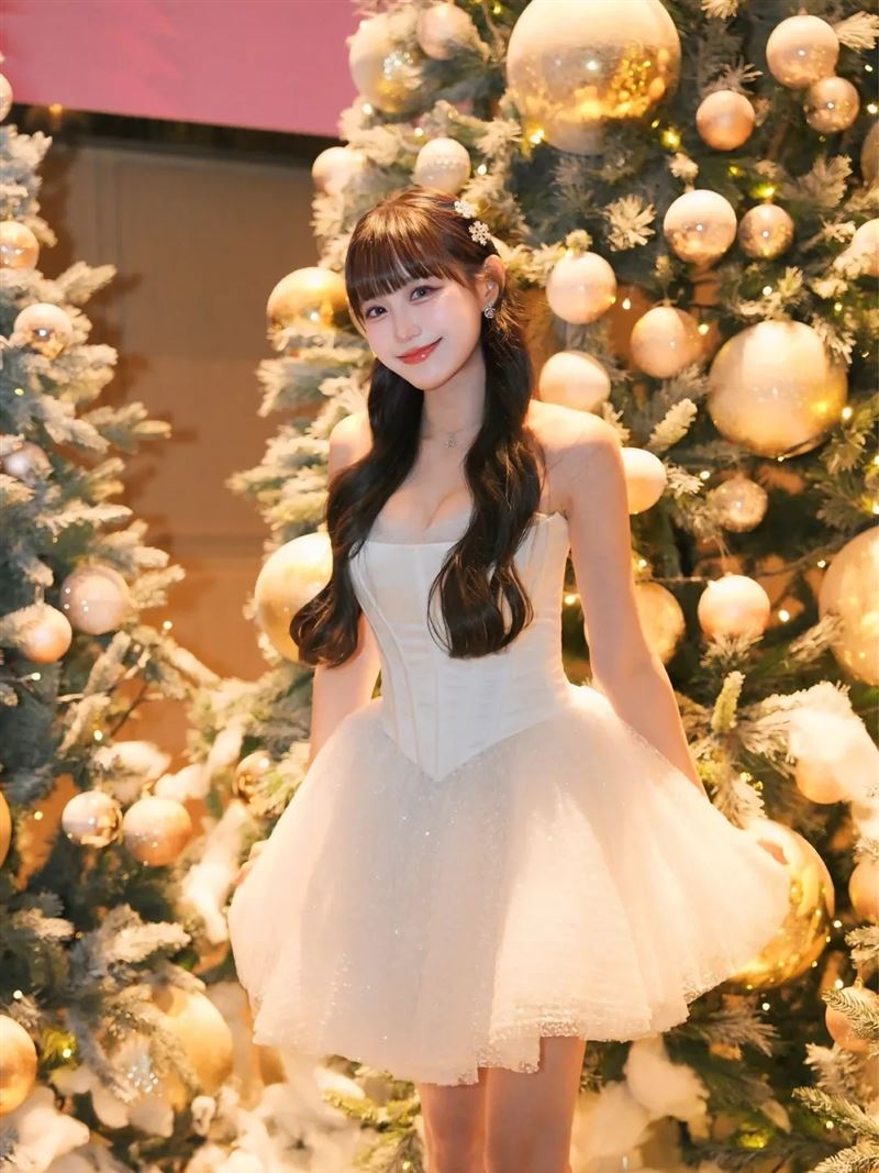 邊荷律白色洋裝照1