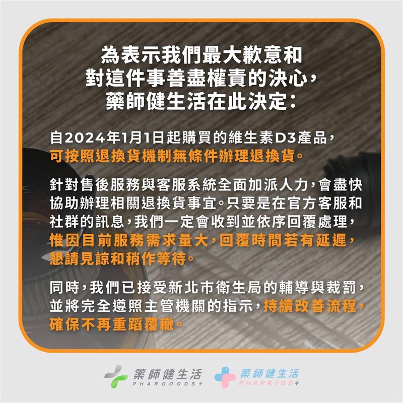 藥師健生活致歉聲明