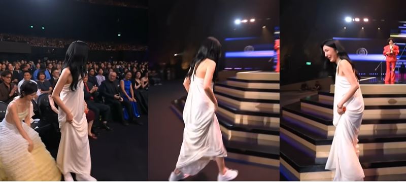 楊謹華上台時提及小白鞋